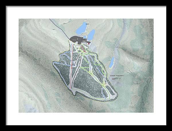 Laurel Mountain Ski Trail Map - Framed Print - Powderaddicts
