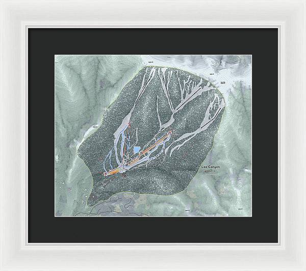 Lee Canyon Ski Trail Map - Framed Print - Powderaddicts