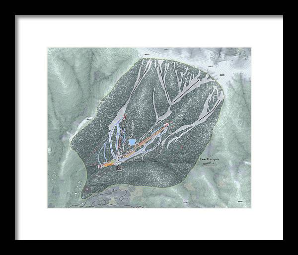 Lee Canyon Ski Trail Map - Framed Print - Powderaddicts