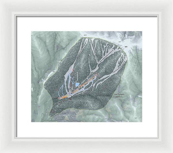 Lee Canyon Ski Trail Map - Framed Print - Powderaddicts