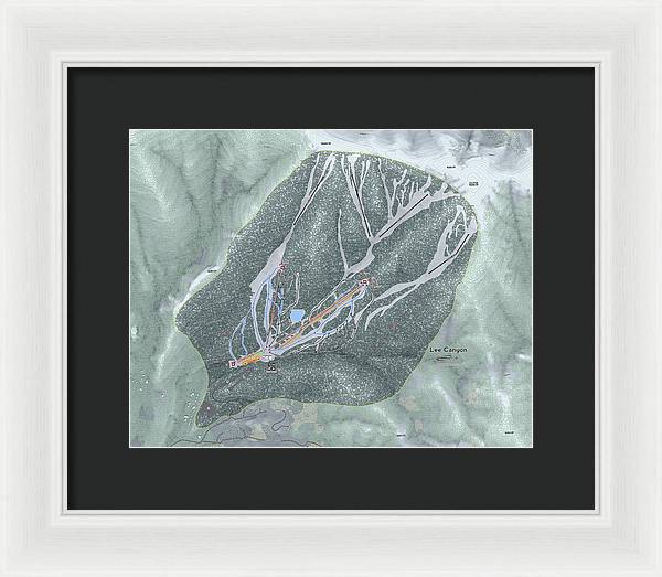 Lee Canyon Ski Trail Map - Framed Print - Powderaddicts