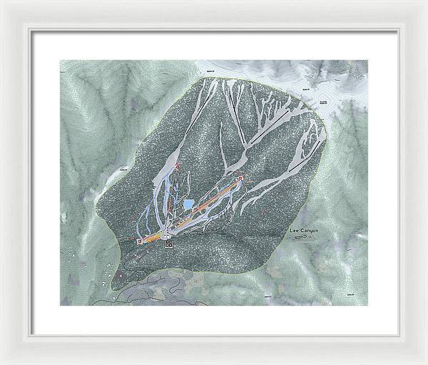 Lee Canyon Ski Trail Map - Framed Print - Powderaddicts