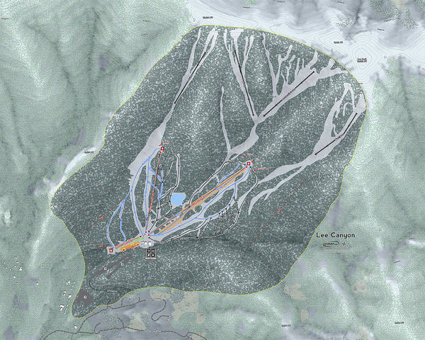 Lee Canyon Ski Trail Map - Art Print - Powderaddicts