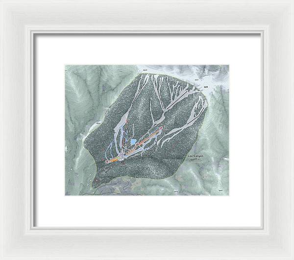 Lee Canyon Ski Trail Map - Framed Print - Powderaddicts