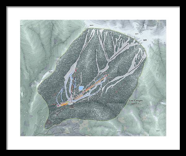 Lee Canyon Ski Trail Map - Framed Print - Powderaddicts