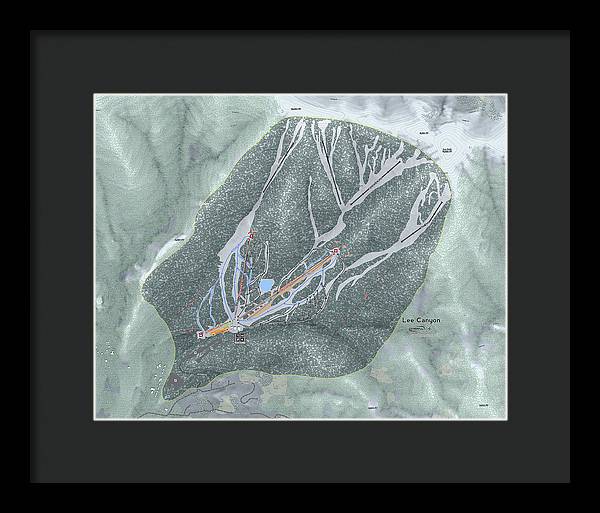 Lee Canyon Ski Trail Map - Framed Print - Powderaddicts