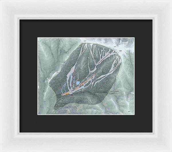 Lee Canyon Ski Trail Map - Framed Print - Powderaddicts