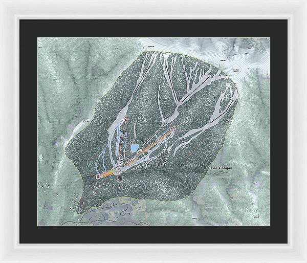 Lee Canyon Ski Trail Map - Framed Print - Powderaddicts
