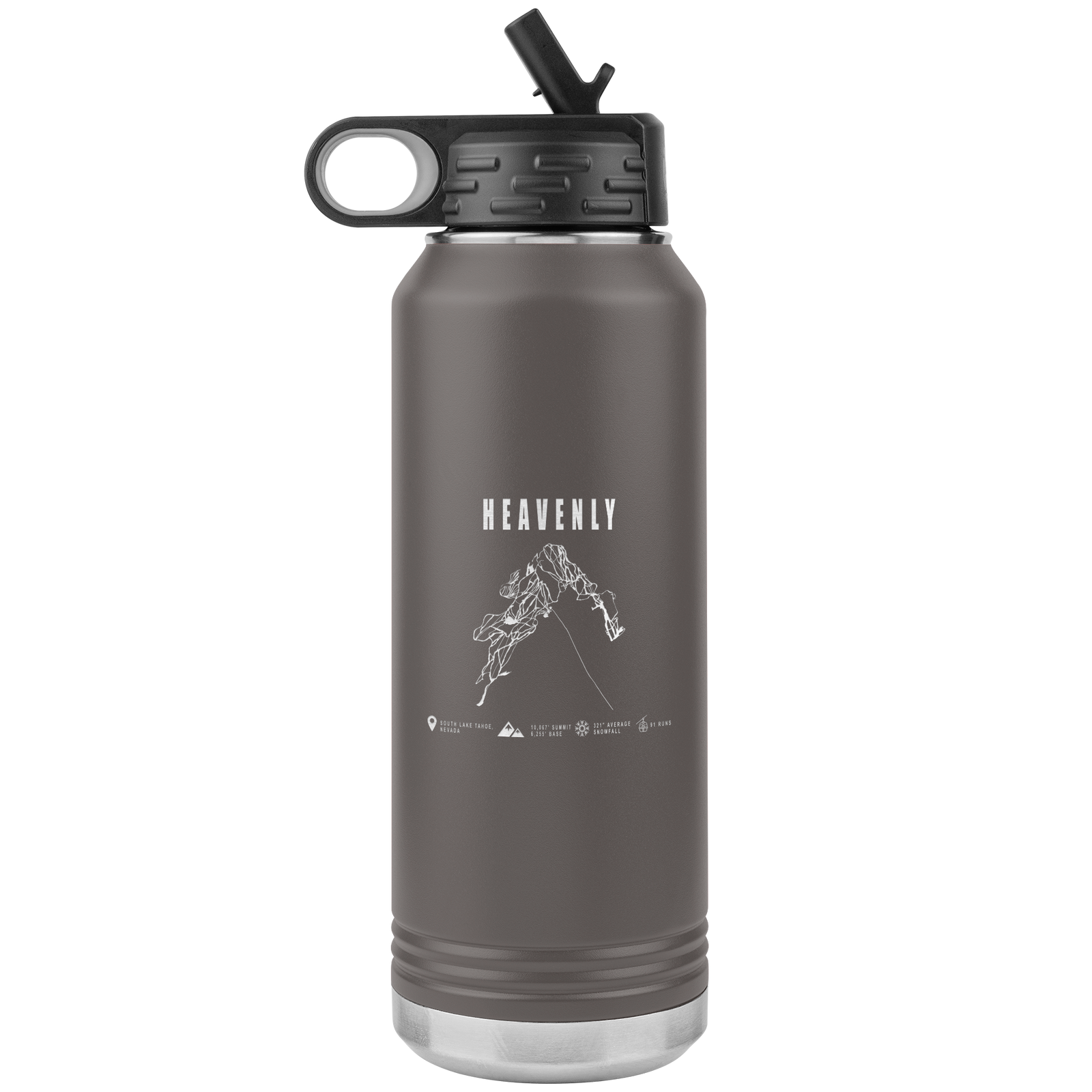 Heavenly, Nevada Ski Trail Map 32oz Water Bottle Tumbler - Powderaddicts