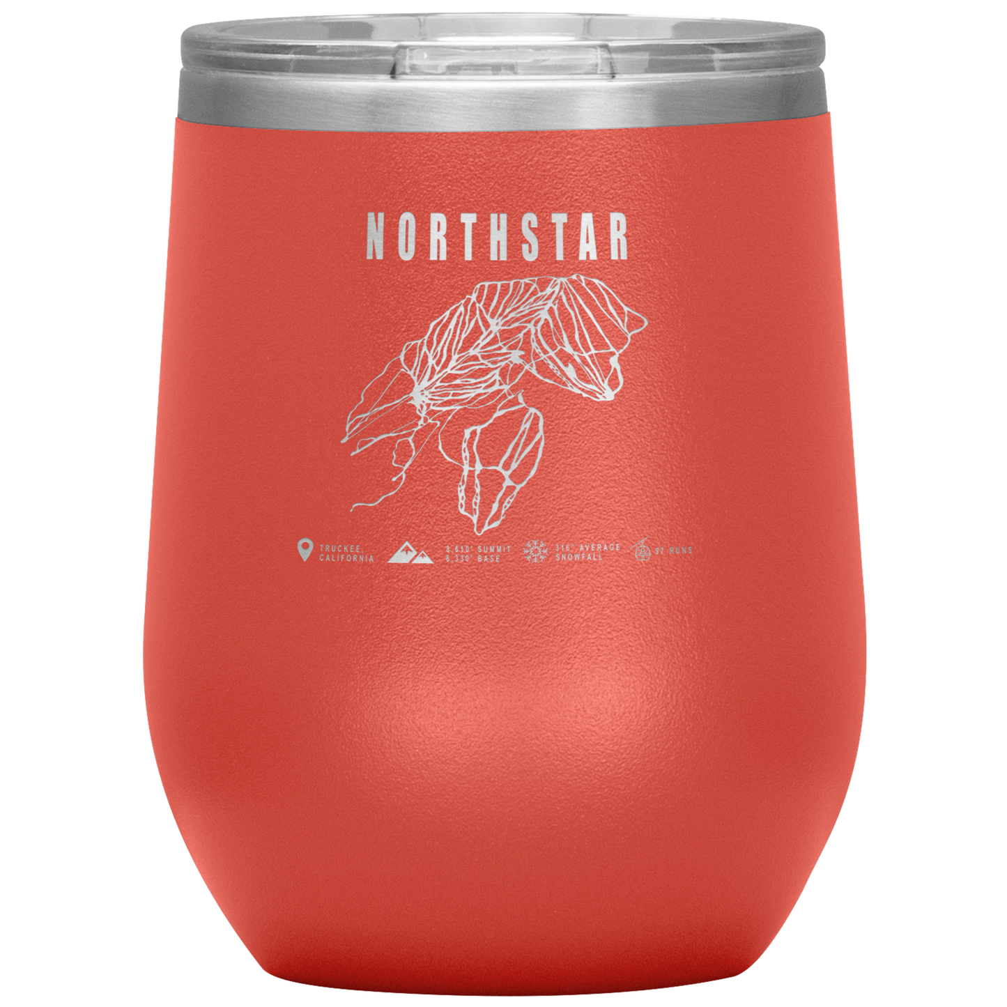 Northstar, California Ski Trail Map Wine 12oz Tumbler - Powderaddicts