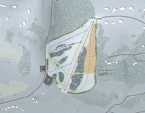 Little Ski Hill Ski Trail Map - Art Print - Powderaddicts