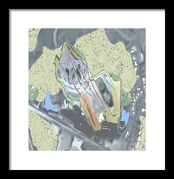 Little Switzerland Ski Trail Map - Framed Print - Powderaddicts