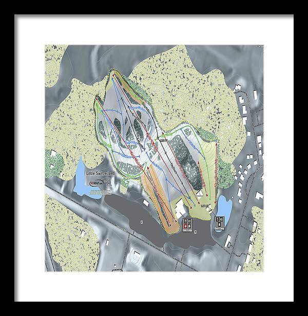 Little Switzerland Ski Trail Map - Framed Print - Powderaddicts
