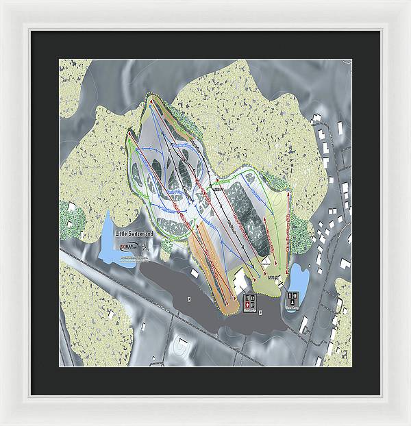 Little Switzerland Ski Trail Map - Framed Print - Powderaddicts