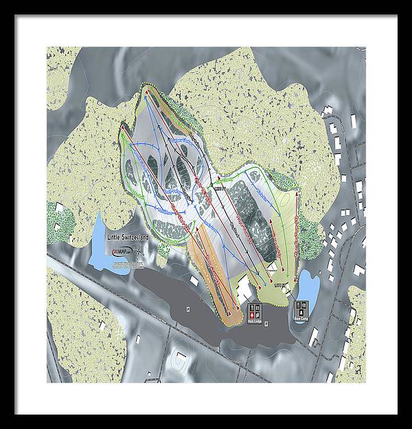 Little Switzerland Ski Trail Map - Framed Print - Powderaddicts