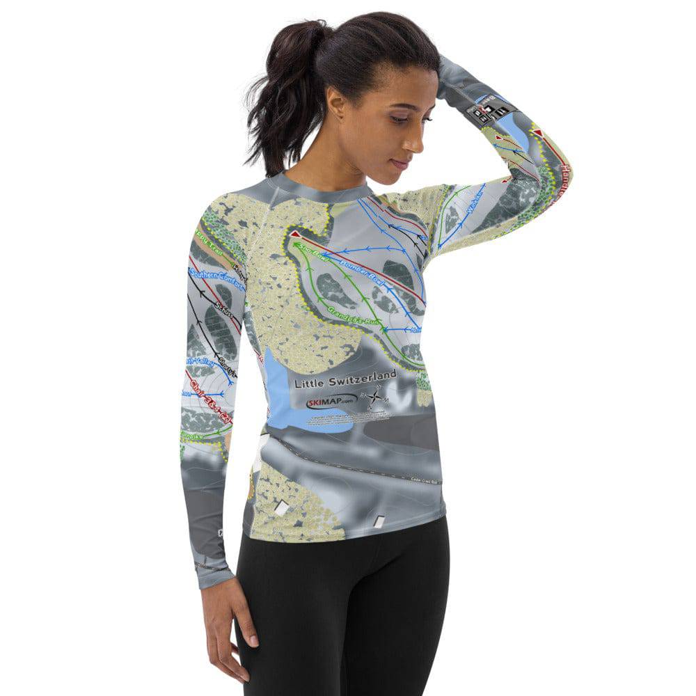 Little Switzerland, Wisconsin Ski Trail Map Women's Base Layer Top - Powderaddicts