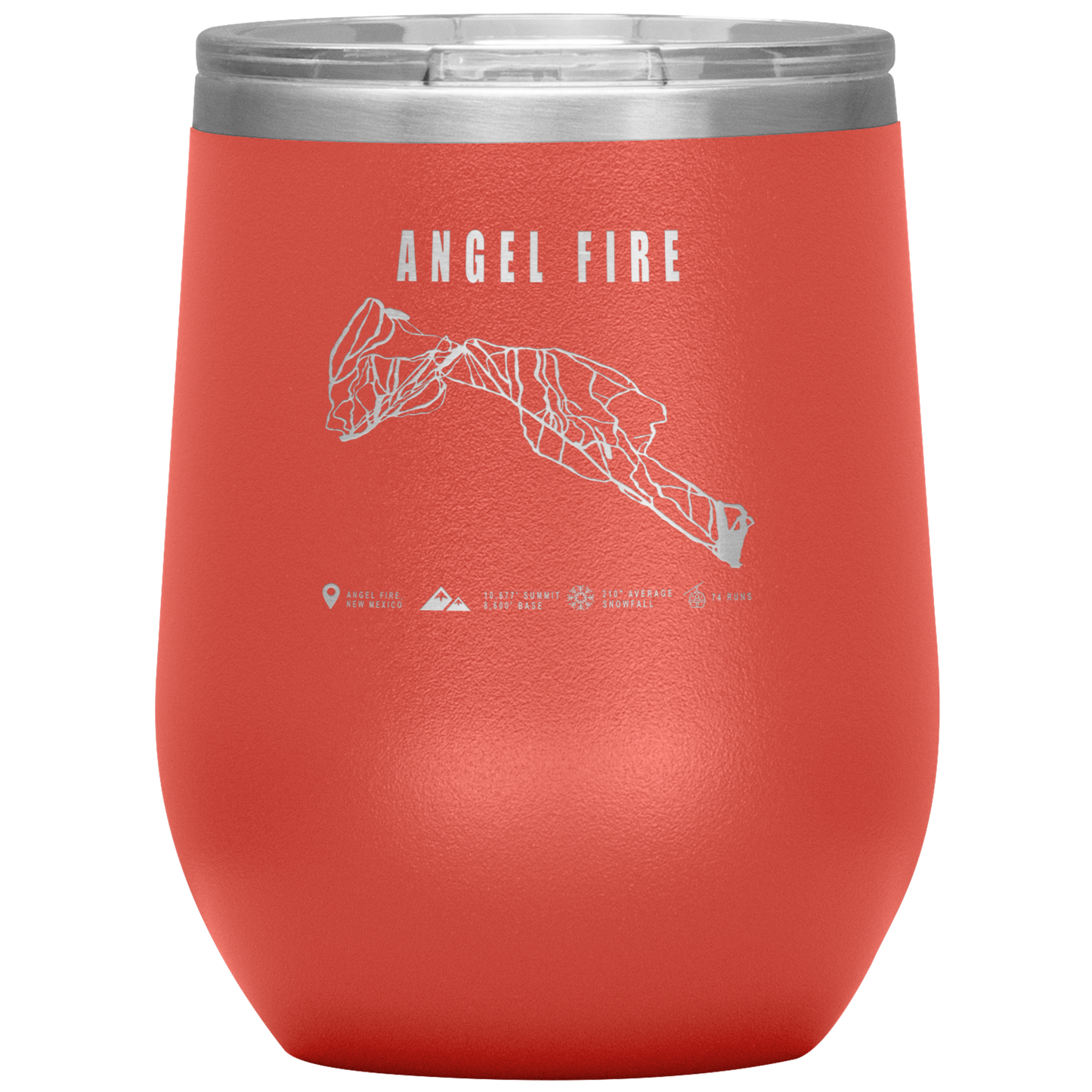 Angel Fire, New Mexico Ski Trail Map Wine 12oz Tumbler - Powderaddicts