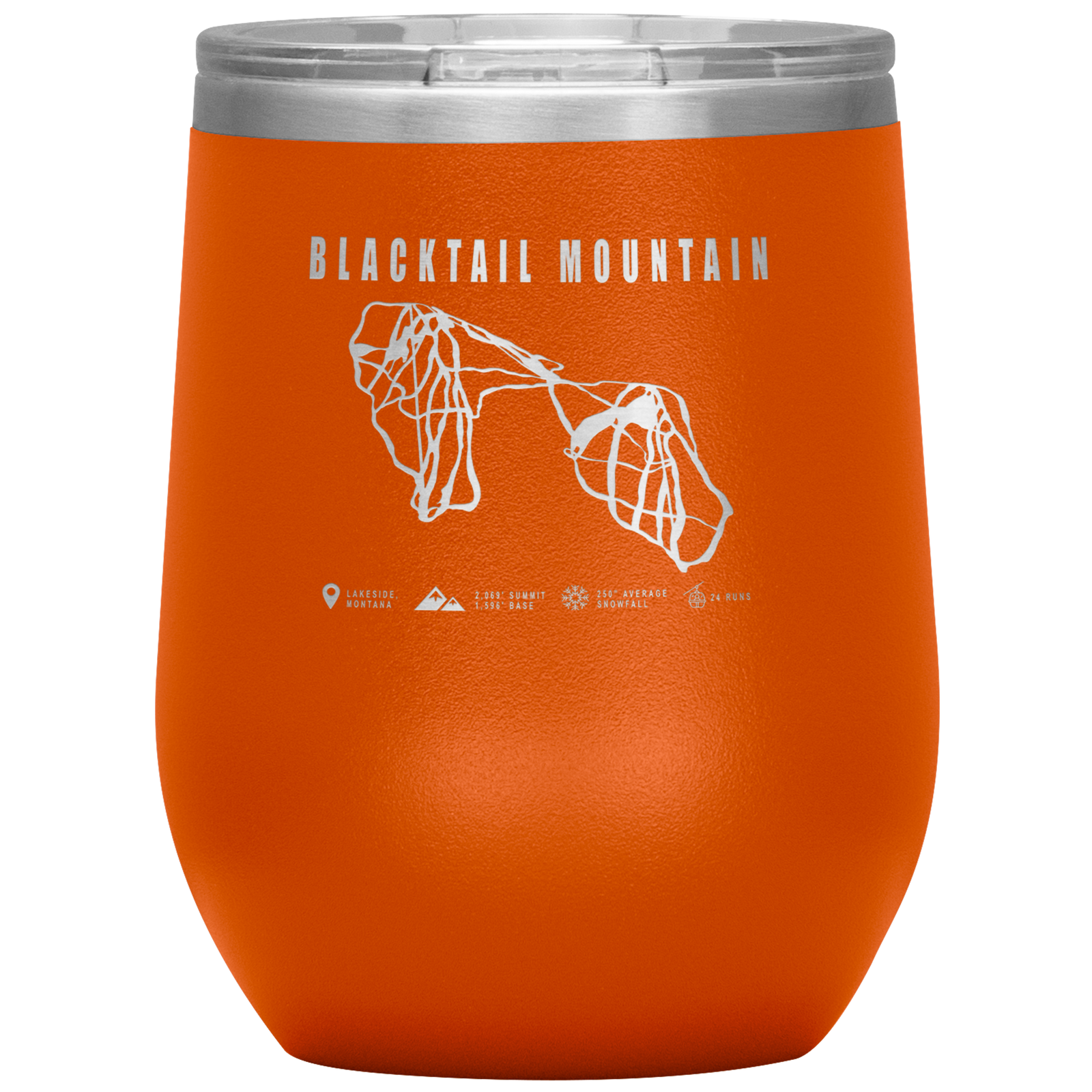 Blacktail Mountain Montana Ski Trail Map Wine 12oz Tumbler - Powderaddicts
