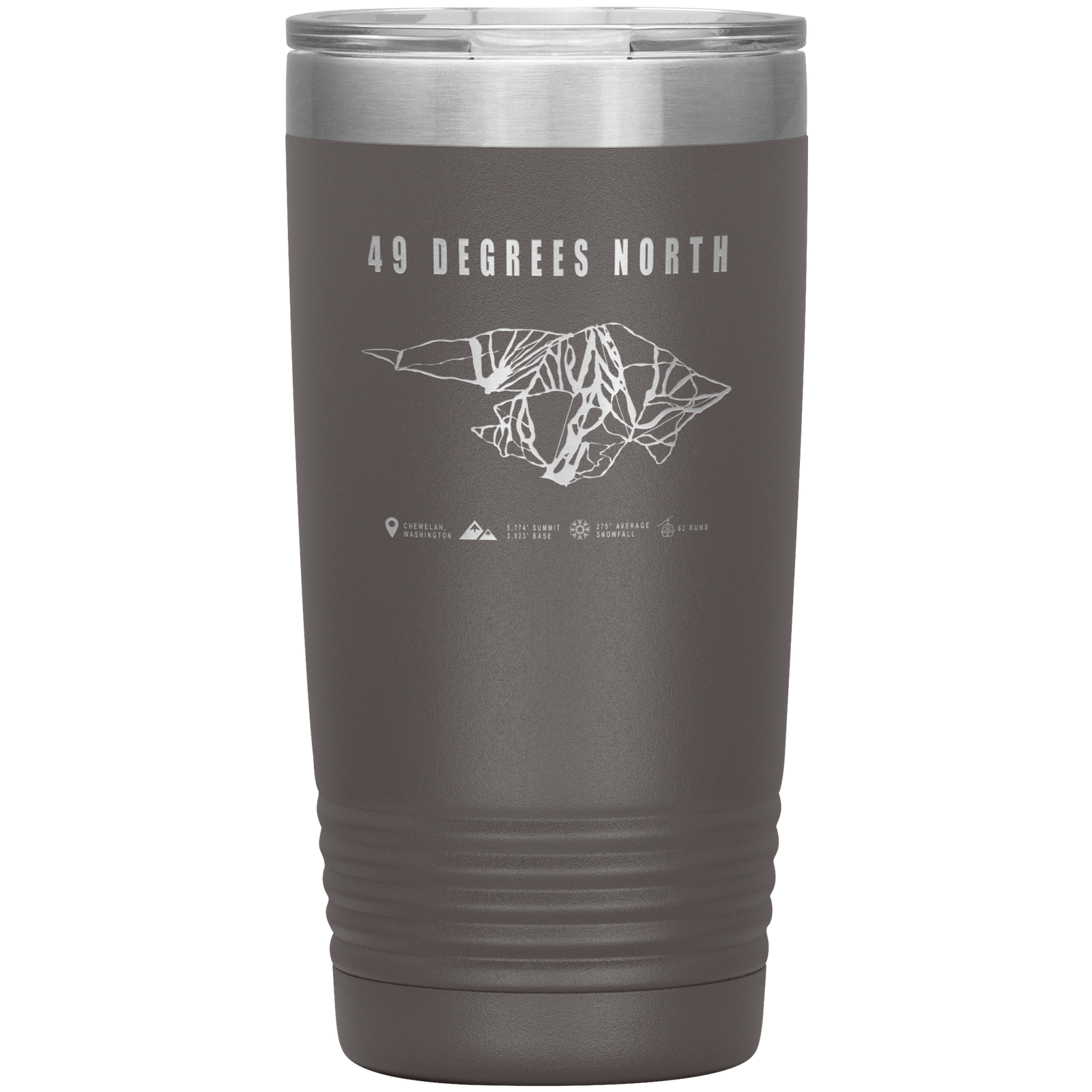 49 Degrees North, Washington Ski Trail Map 20oz Tumbler - Powderaddicts