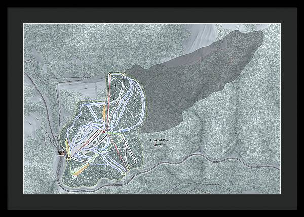 Lookout Pass Ski Trail Map - Framed Print - Powderaddicts
