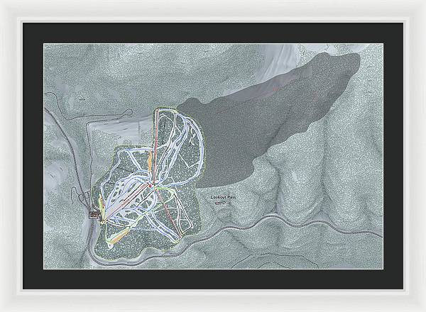 Lookout Pass Ski Trail Map - Framed Print - Powderaddicts