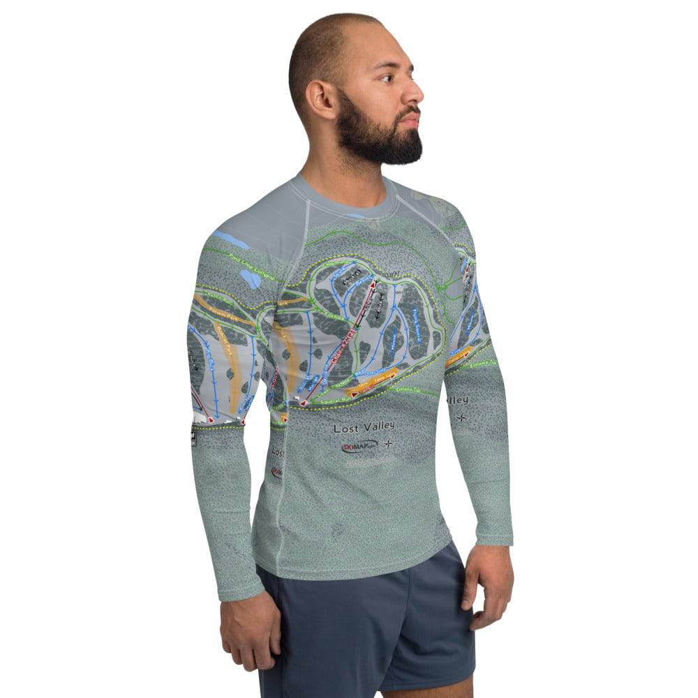Lost Valley, Maine Ski Trail Map Men's Base Layer Top - Powderaddicts