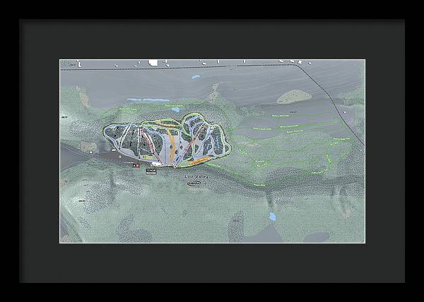 Lost Valley Ski Trail Map - Framed Print - Powderaddicts