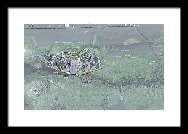 Lost Valley Ski Trail Map - Framed Print - Powderaddicts