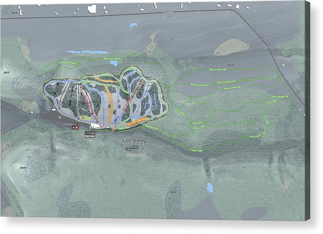 Lost Valley Ski Trail Map - Acrylic Print - Powderaddicts