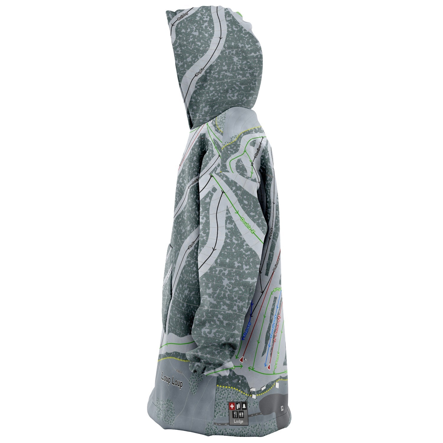 Loup Loup, Washington Ski Trail Map Snuggie - Powderaddicts