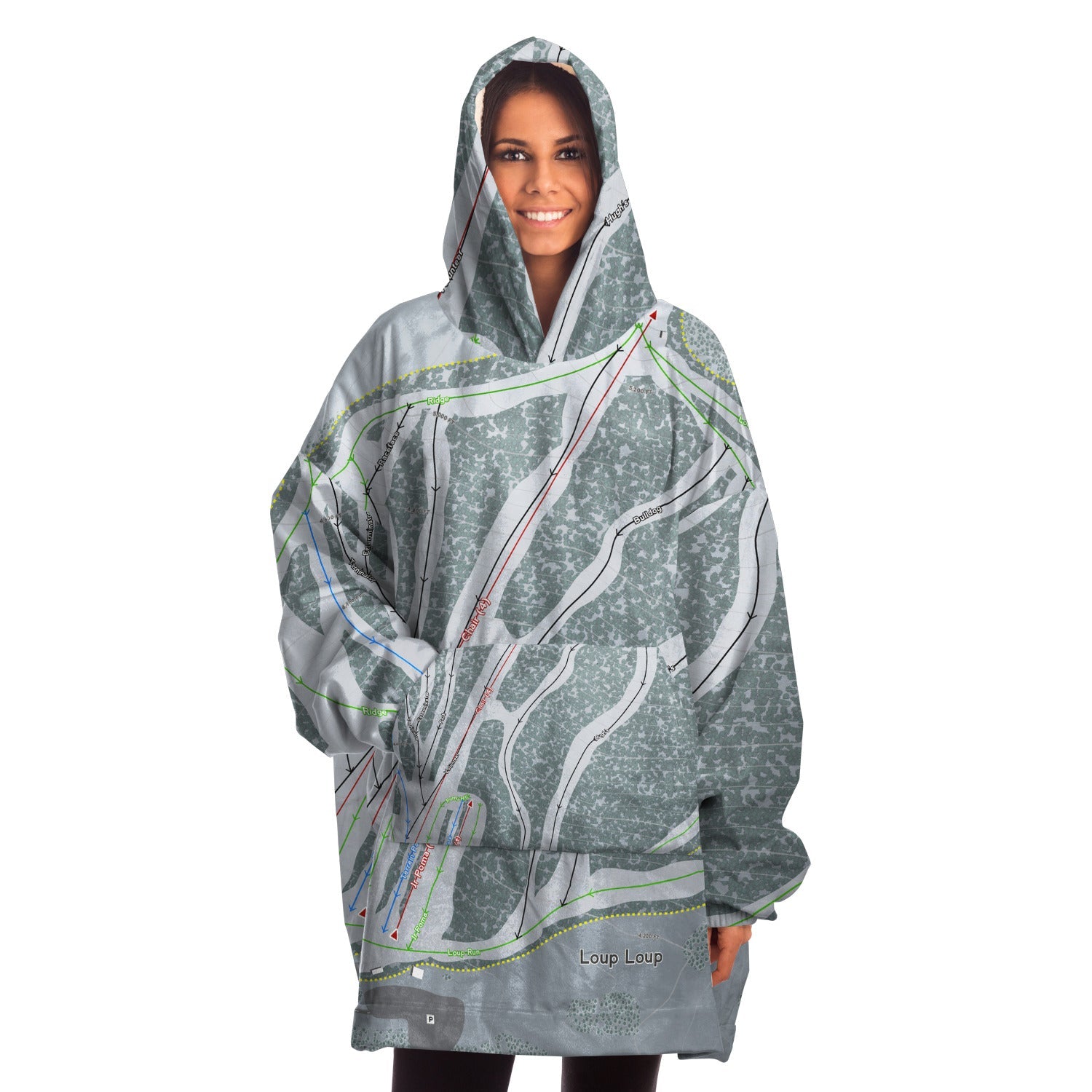 Loup Loup, Washington Ski Trail Map Snuggie - Powderaddicts