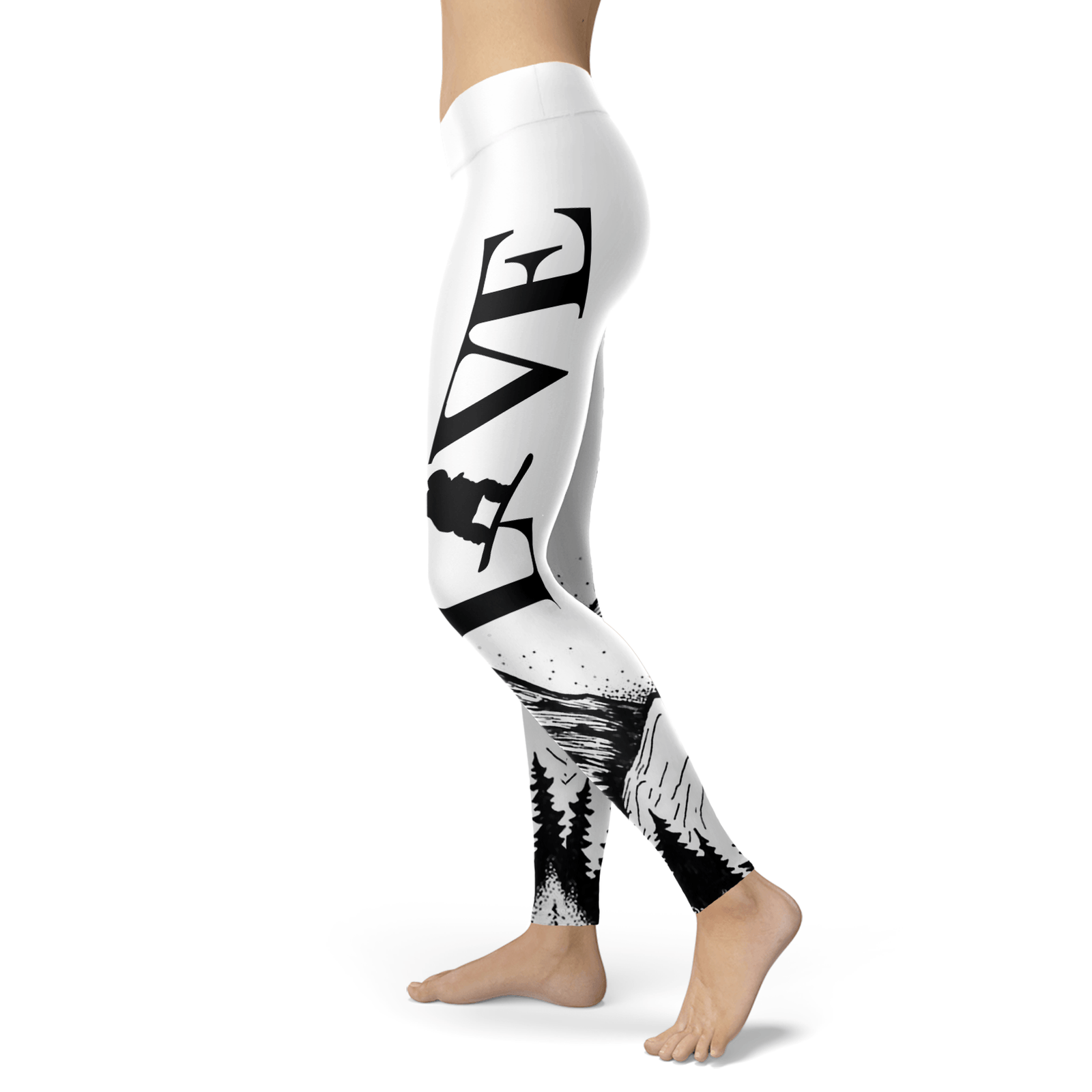 Love Snowboard All White Leggings - Powderaddicts
