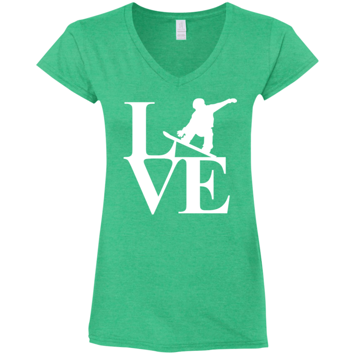 Love Snowboard Ladies' Fitted Softstyle V-Neck T-Shirt - Powderaddicts