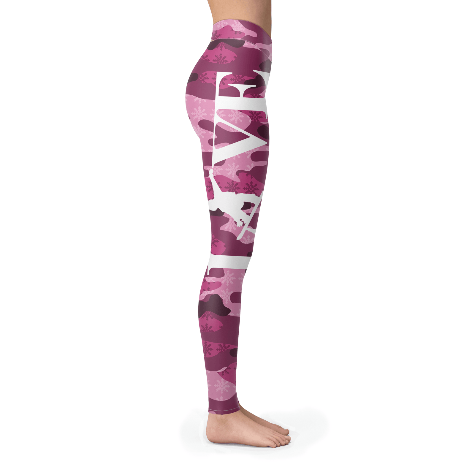 Love Snowboard Pink Pattern Leggings - Powderaddicts
