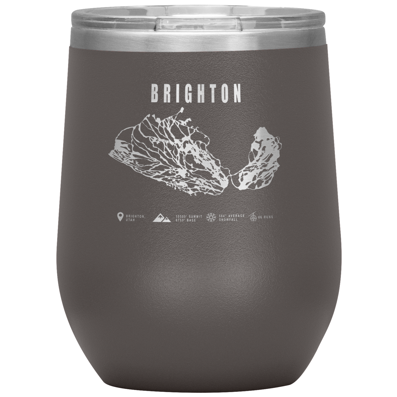 Brighton,Utah Ski Trail Map Wine 12oz Tumbler - Powderaddicts