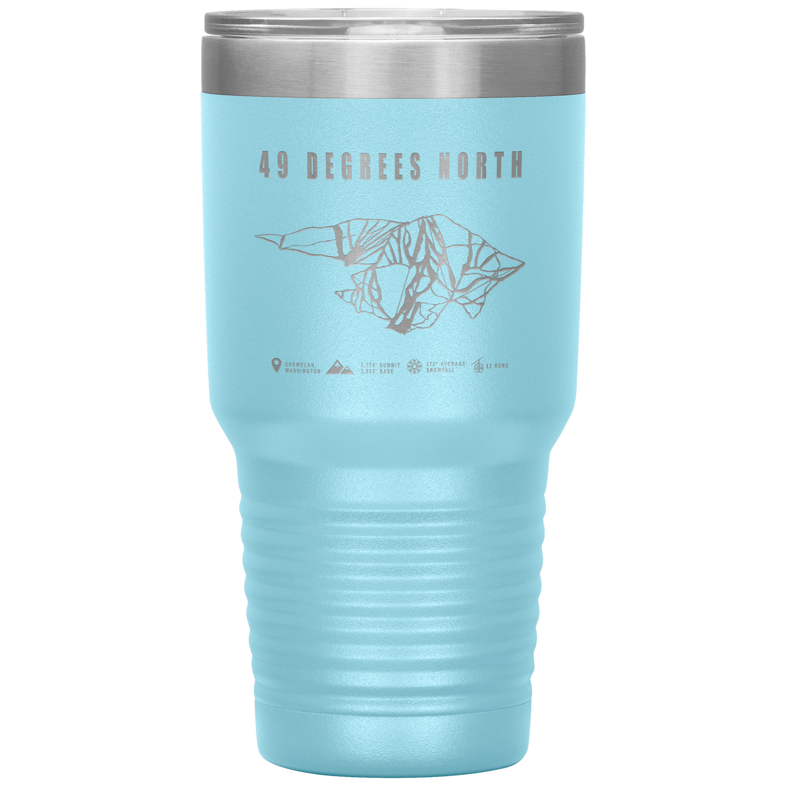 49 Degrees North, Washington Ski Trail Map 30oz Tumbler - Powderaddicts
