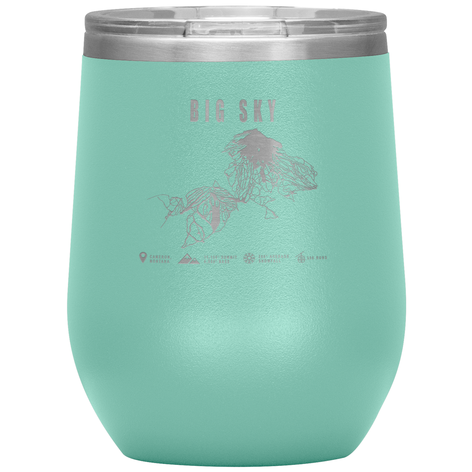 Big Sky Montana Ski Trail Map Wine 12oz Tumbler - Powderaddicts