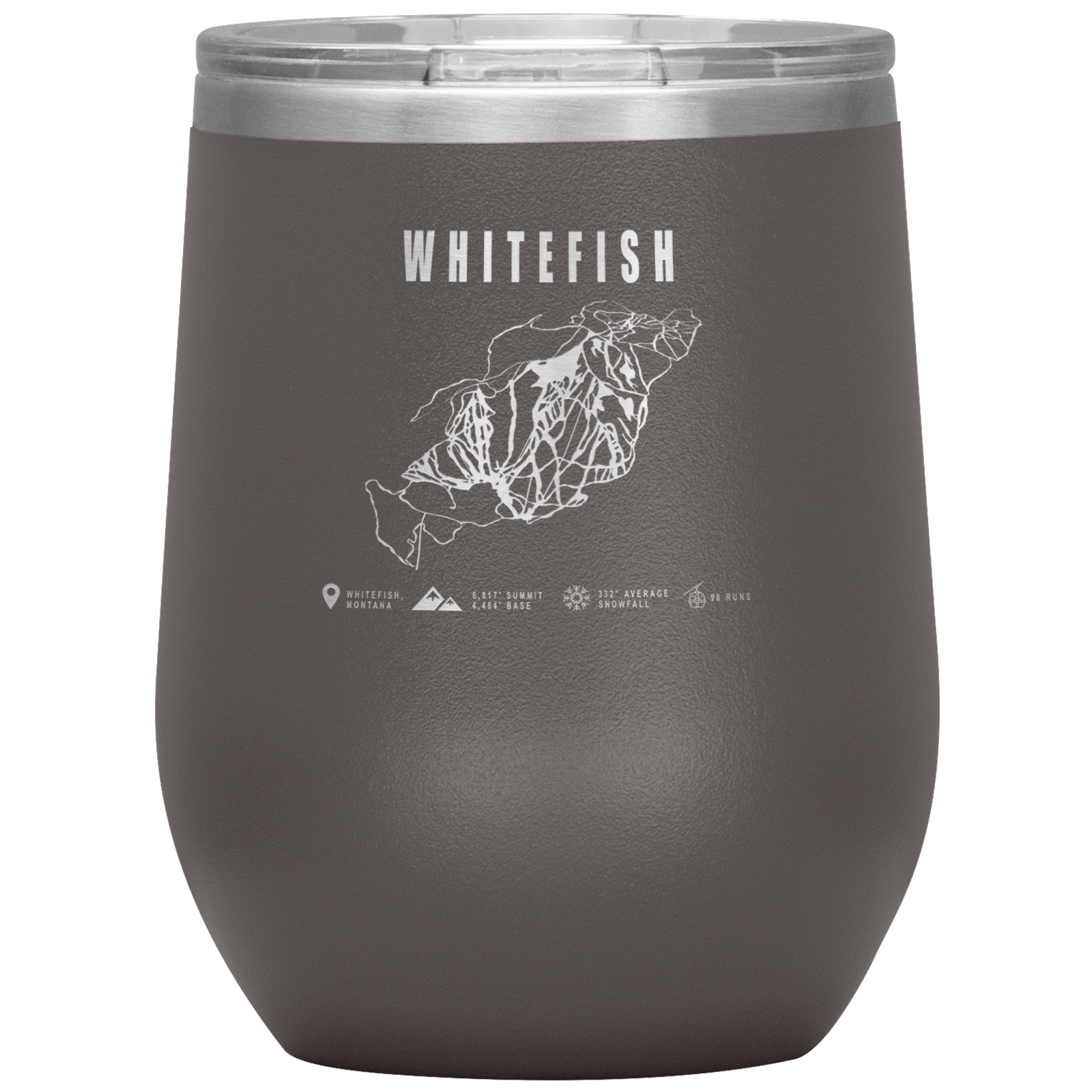 Whitefish Montana Ski Trail Map Wine 12oz Tumbler - Powderaddicts