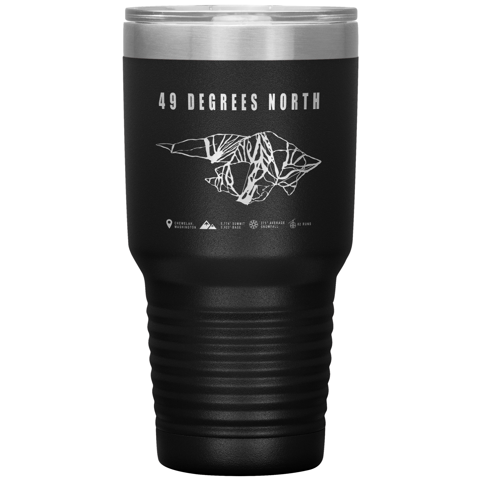 49 Degrees North, Washington Ski Trail Map 30oz Tumbler - Powderaddicts