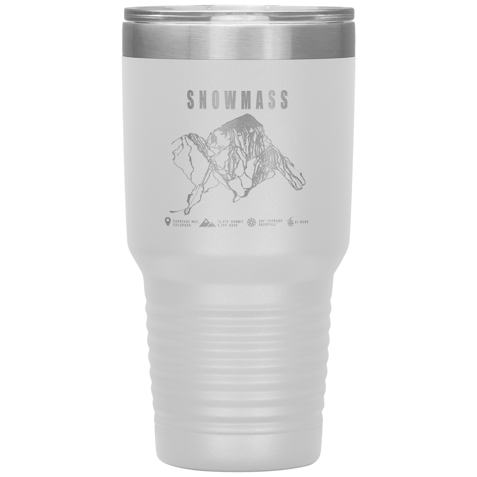Snowmass Colorado Ski Trail Map 30oz Tumbler - Powderaddicts