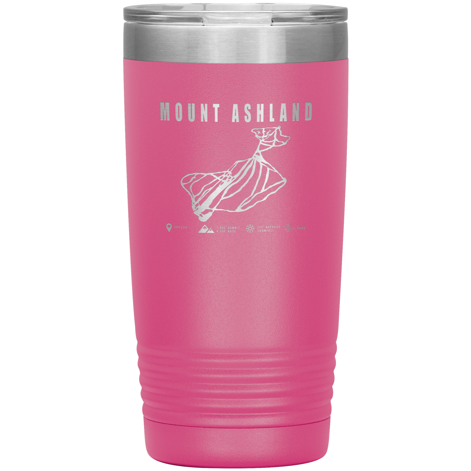 Mount Ashland, Oregon Ski Trail Map 20oz Tumbler - Powderaddicts