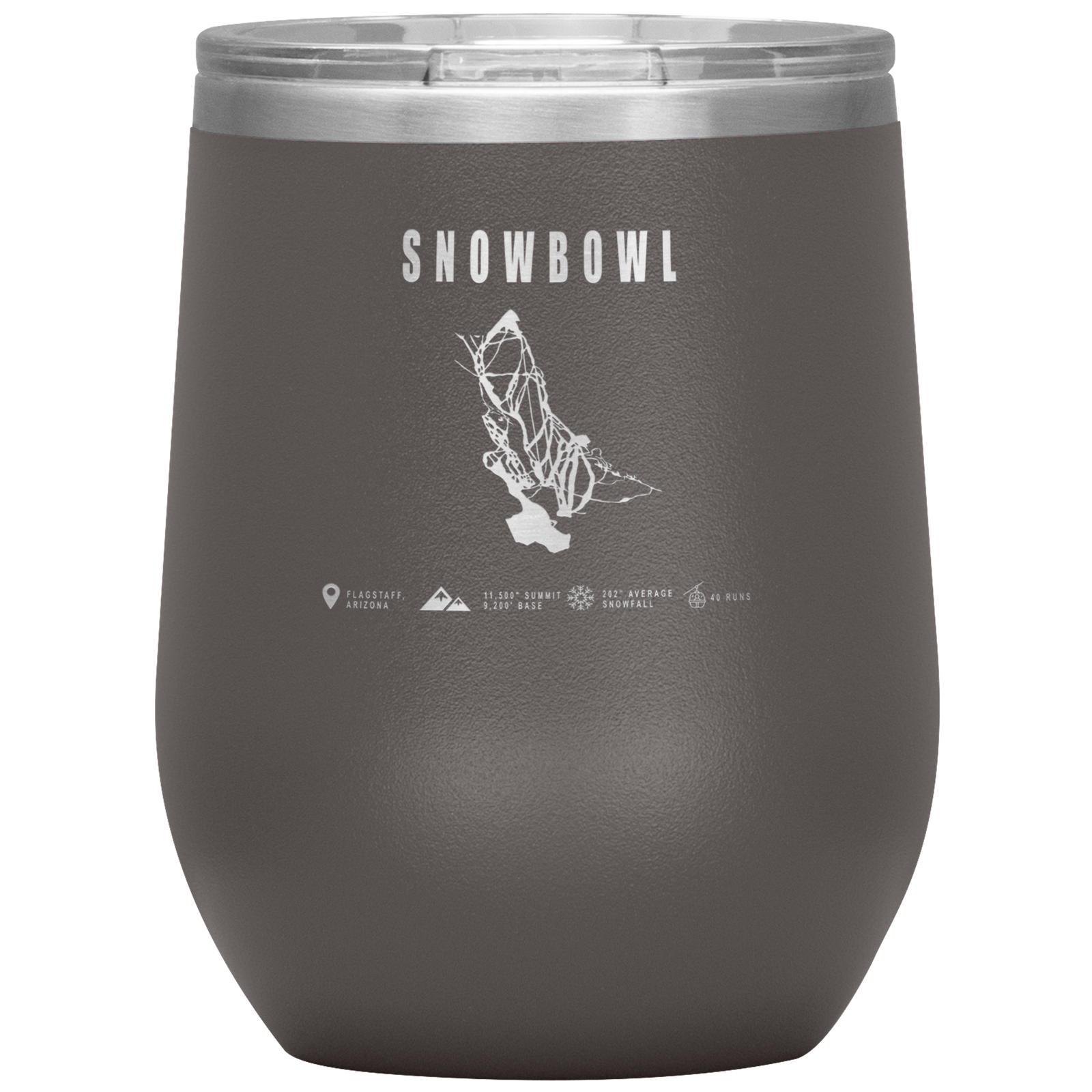 Snowbowl, Arizona Ski Trail Map Wine 12oz Tumbler - Powderaddicts