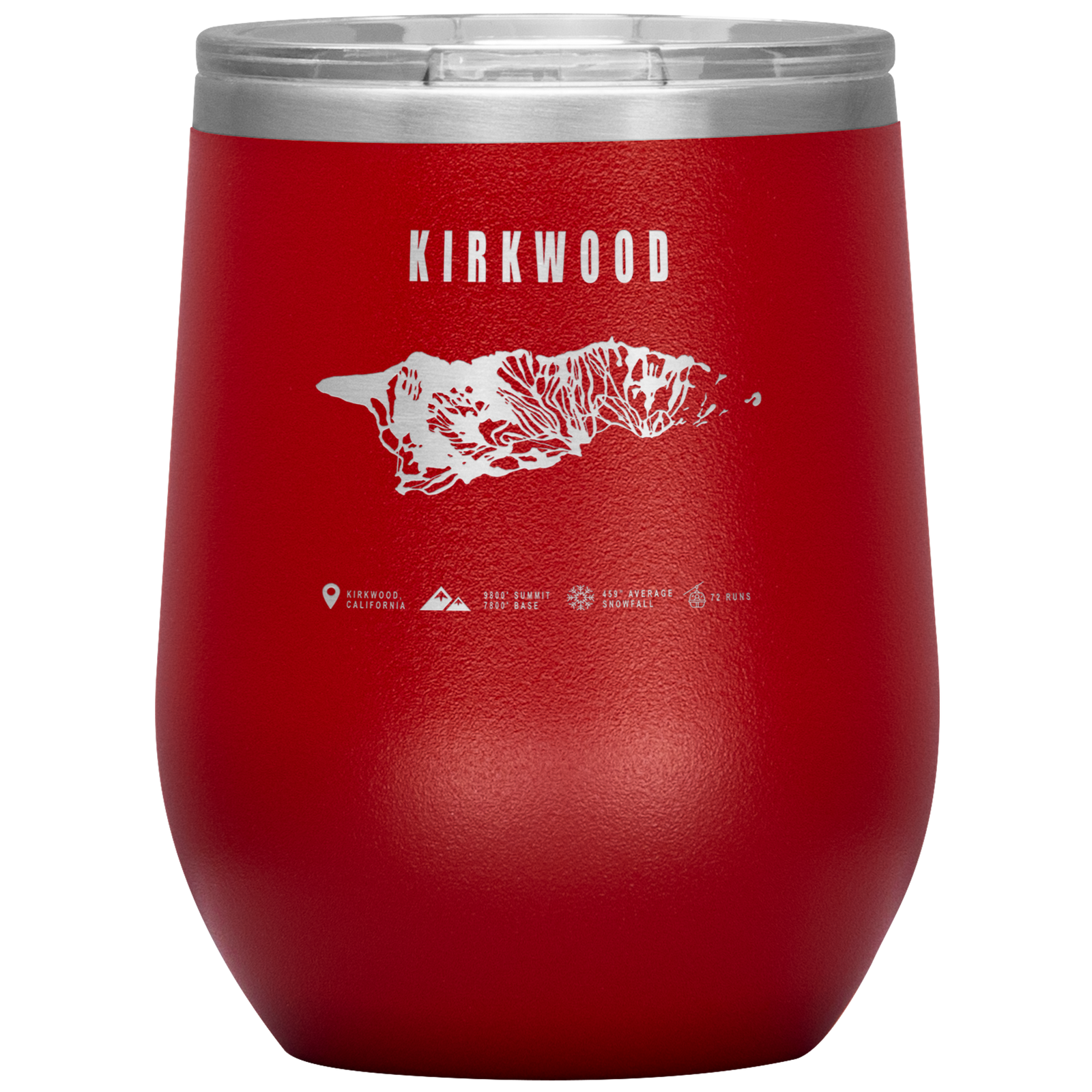 Kirkwood, California Ski Trail Map Wine 12oz Tumbler - Powderaddicts