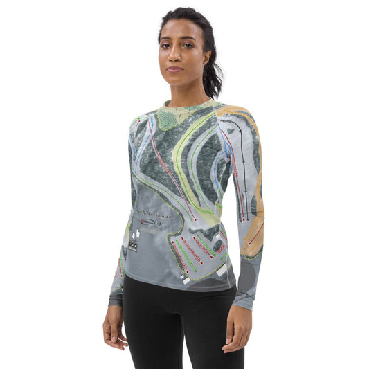 Mad River Mountain, Ohio Ski Trail Map Women's Base Layer Top - Powderaddicts