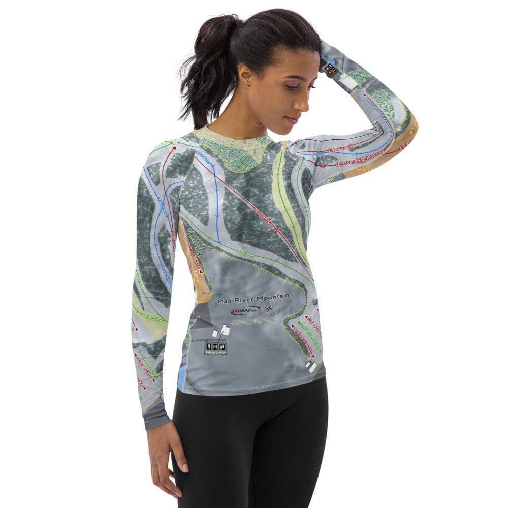 Mad River Mountain, Ohio Ski Trail Map Women's Base Layer Top - Powderaddicts