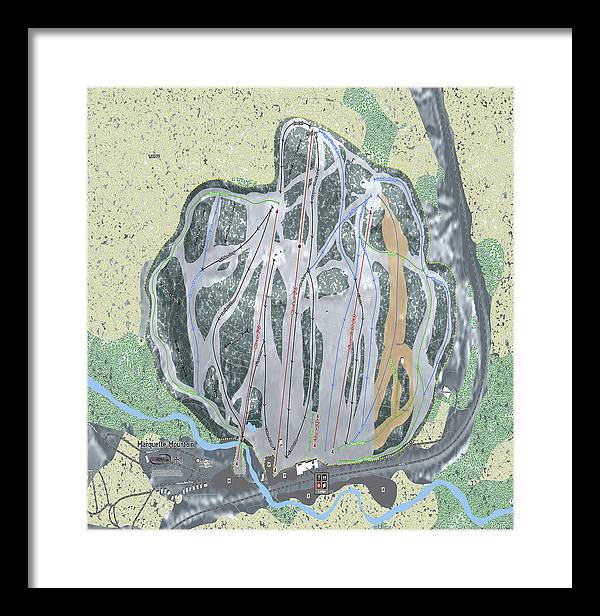 Marquette Mountain Ski Trail Map - Framed Print - Powderaddicts