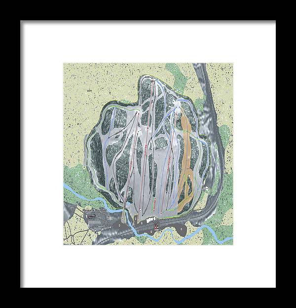 Marquette Mountain Ski Trail Map - Framed Print - Powderaddicts