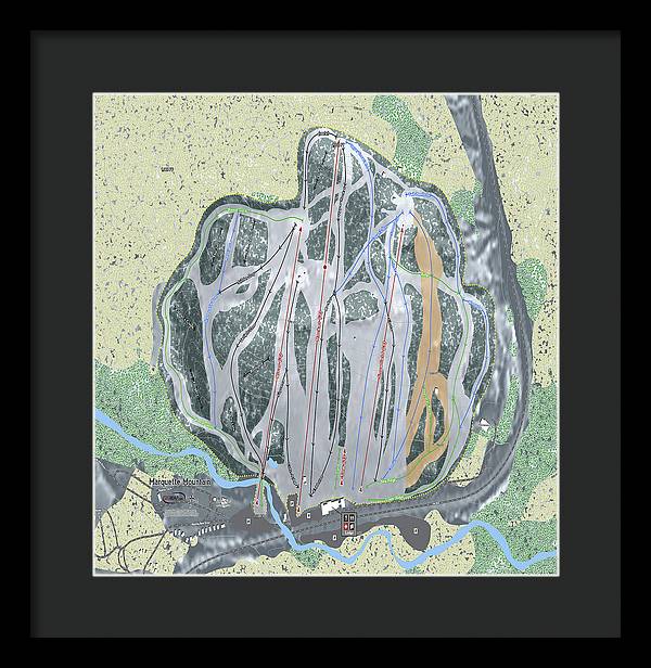 Marquette Mountain Ski Trail Map - Framed Print - Powderaddicts