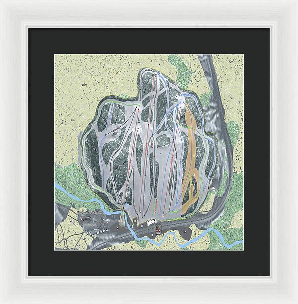 Marquette Mountain Ski Trail Map - Framed Print - Powderaddicts
