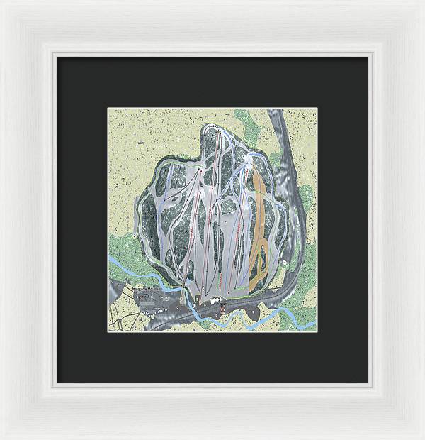 Marquette Mountain Ski Trail Map - Framed Print - Powderaddicts